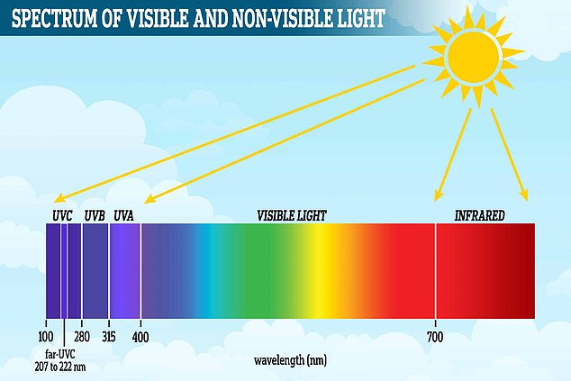 Blue light is a color in the visible light spectrum that can be seen by the human eye. The spectrum of visible and non-visible light is shown here.