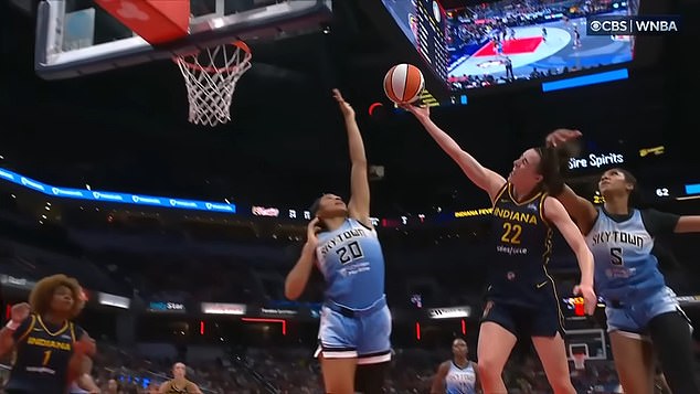 Reese (far right) was called for a flagrant foul on Caitlin Clark during Sunday's morning session.