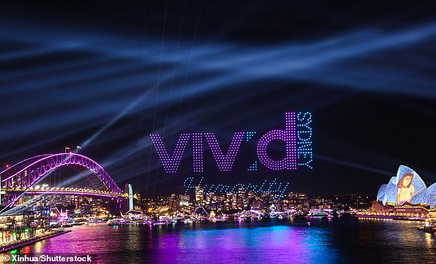 The show features drones programmed to perform a spectacular light show over Sydney Harbor similar to fireworks.