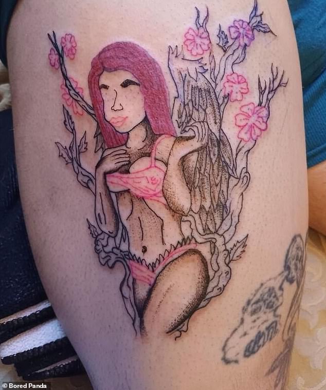 Perhaps the person who got this tattoo was going for a sexy look, but the artwork leaves a lot to be desired.