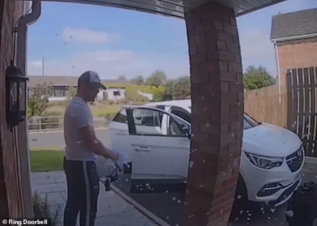 Simon Laverty, from Craigavon, Northern Ireland, accidentally popped the gender reveal balloon on the way to the car, revealing a cloud of blue confetti.