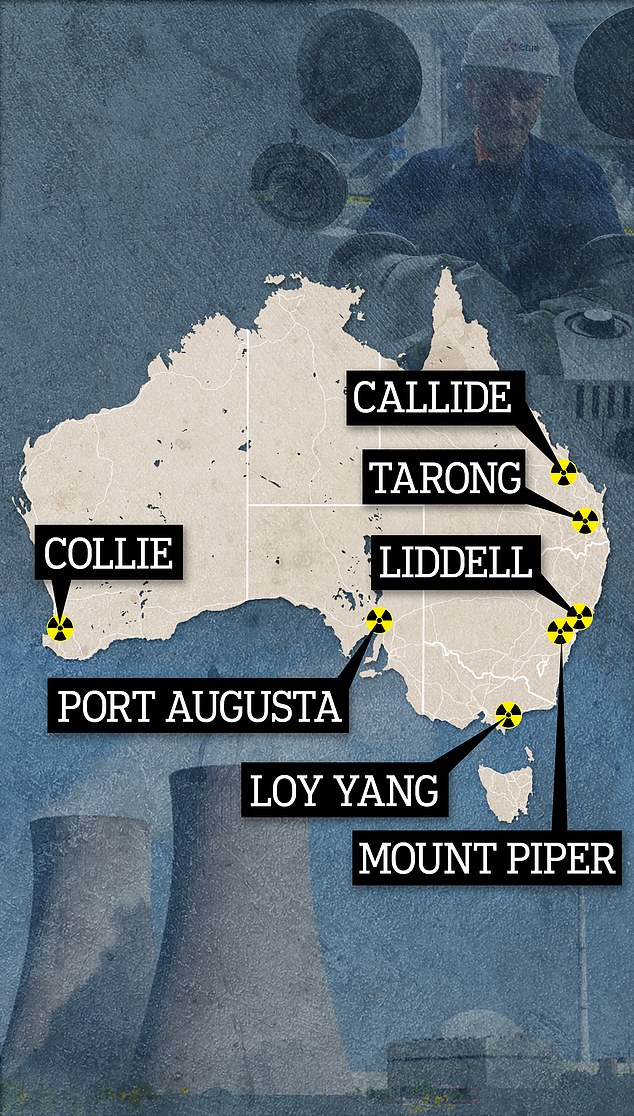 Tarong and Callide in Queensland, Liddell and Mount Piper in New South Wales, Port Augusta in South Australia, Loy Yang in Victoria and Muja in Western Australia have been noted as station locations.