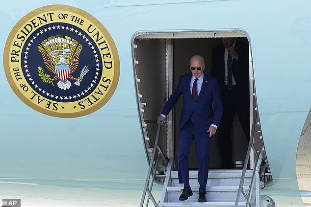 President Joe Biden disembarks from Air Force One on Wednesday as he lands at Orly Airport in Paris, just two days after an explosion occurred at Charles de Gaulle Airport.