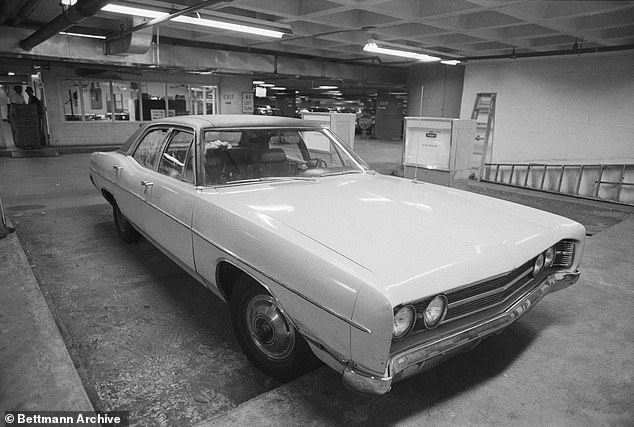 Berkowitz owned a 1970 Ford Galaxy, seen above in the garage of the NYPD headquarters in Manhattan on August 11, the day after his arrest.