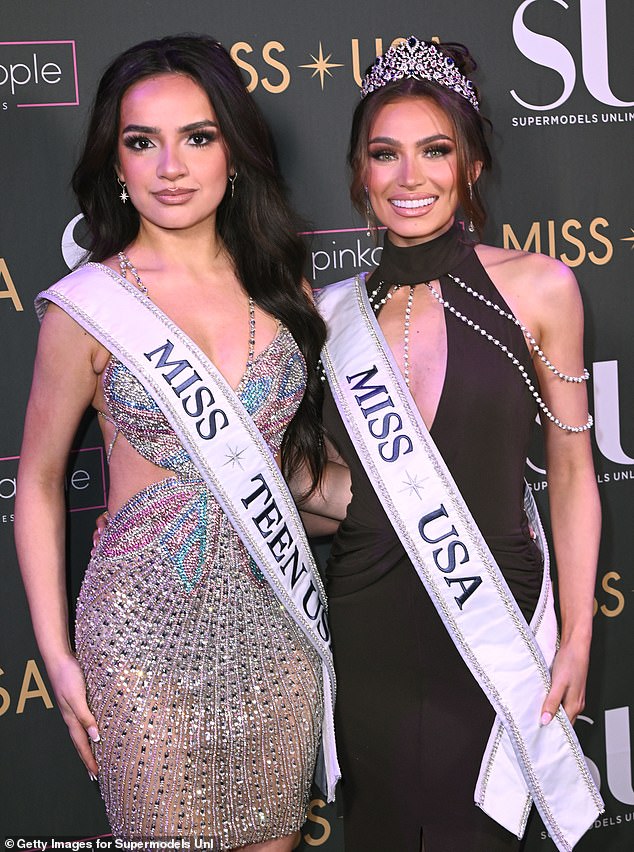 Both Miss USA 2024 Noelia Voigt and Miss Teen USA 2024 UmaSofia Srivastava (seen together) announced they were giving up their titles within days of each other.