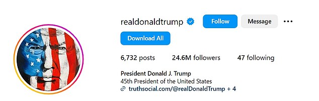 Trump follows himself while Biden opts for Hailey Bieber and