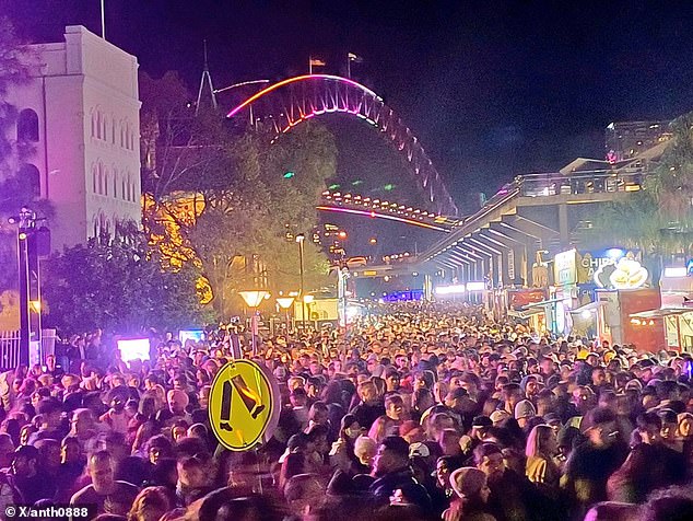 Spectators were left trapped in a terrifying crowd after the Vivid Sydney drone show on Saturday night.