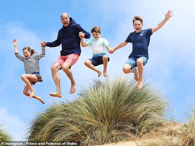 Now, Prince William's three children, Prince George, Princess Charlotte and Prince Louis, have called their father 'Dad' as they celebrate his 42nd birthday. The Princess of Wales posted a sweet new portrait of her husband and her children jumping in the air.