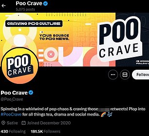 The account, called Poo Crave (view), cleverly uses a username and display image very similar to those of the popular and respected online news source known as Pop Crave.