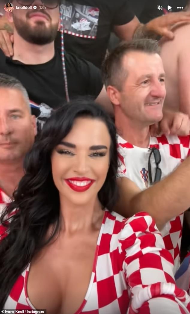 Knoll posted several photos of her enjoying the atmosphere with other Croatian fans after Luka Modric put his team up 1-0.