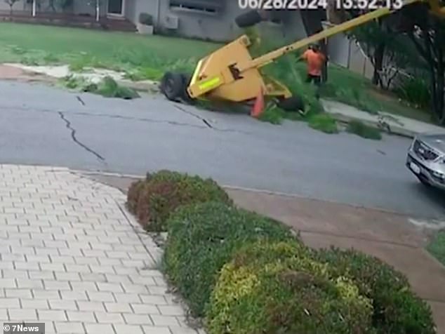 CCTV footage captured the moment the crane collapsed in Perth's northern suburbs.