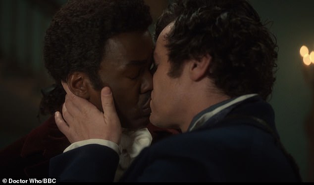 Doctor Who fans have praised the 'electrifying chemistry' between Ncuti Gatwa and Jonathan Groff after the series aired its first same-sex kiss during Saturday's show.