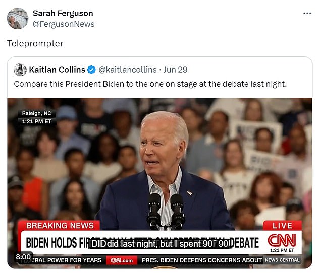 Sarah Ferguson, host of ABC's flagship current affairs show 7:30, said the change was due to Biden using a teleprompter.