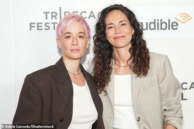 Rapinoe poses for a photo with her fiancé Bird at the Tribeca Film Festival premiere this month