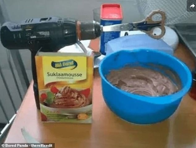 Handyman in the kitchen! This Finnish baker wasn't going to let a broken electric mixer stop him