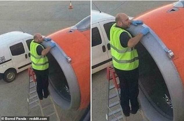 It's not what you want to see! easyJet passengers saw engineer tape down their plane on UK flight