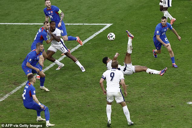 The gesture came shortly after Bellingham scored a stunning goal against Slovakia.