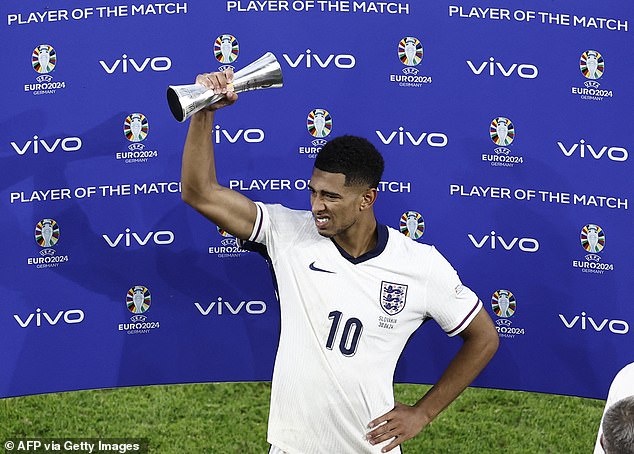 England star Bellingham received Man of the Match award in Gelsenkirchen