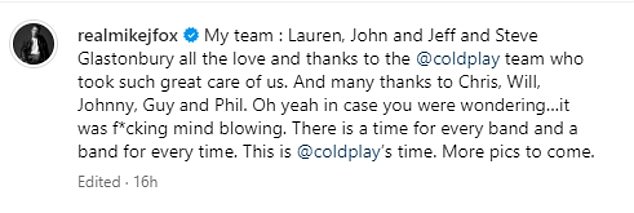 In an Instagram post on Sunday, Michael echoed Chris' praise throughout the year and admitted that the experience was 