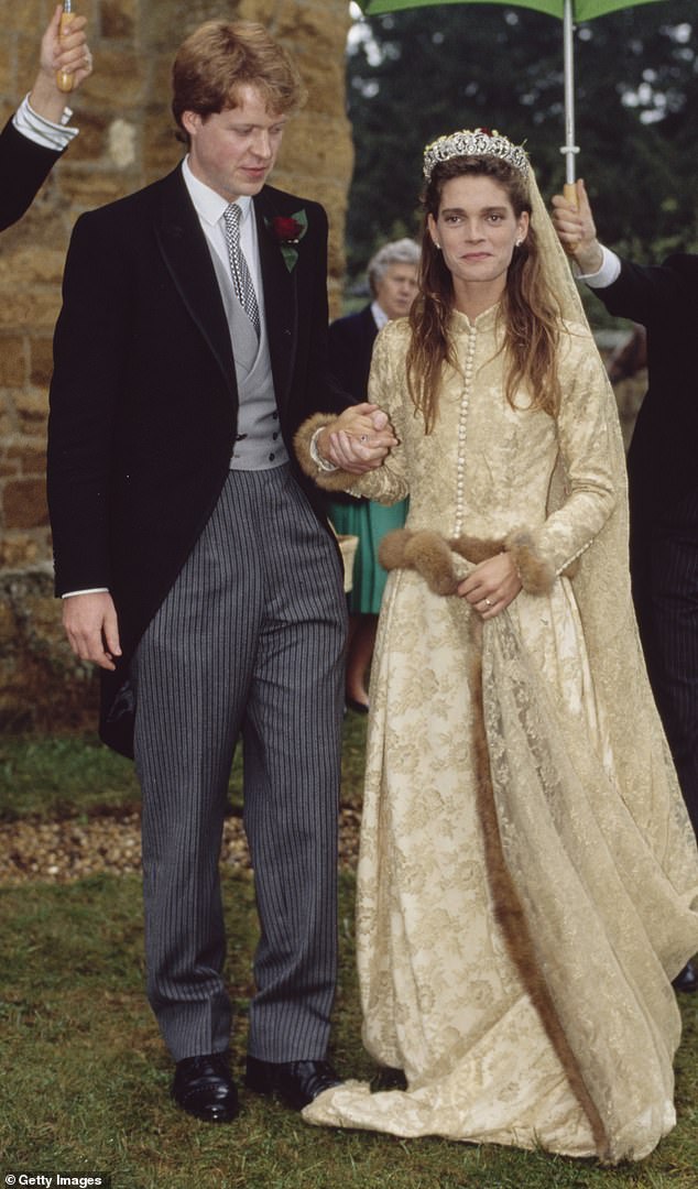 Pictured: Lady Kitty Spencer's parents, Earl Charles Spencer and Victoria Lockwood, on their wedding day in September 1989.