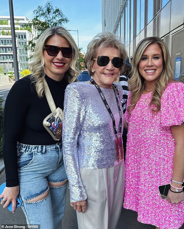 Nancy hopes to meet Taylor Swift one day and plans to go see her again when she returns to the United States. She is pictured with her granddaughters Brianne and Jenn.