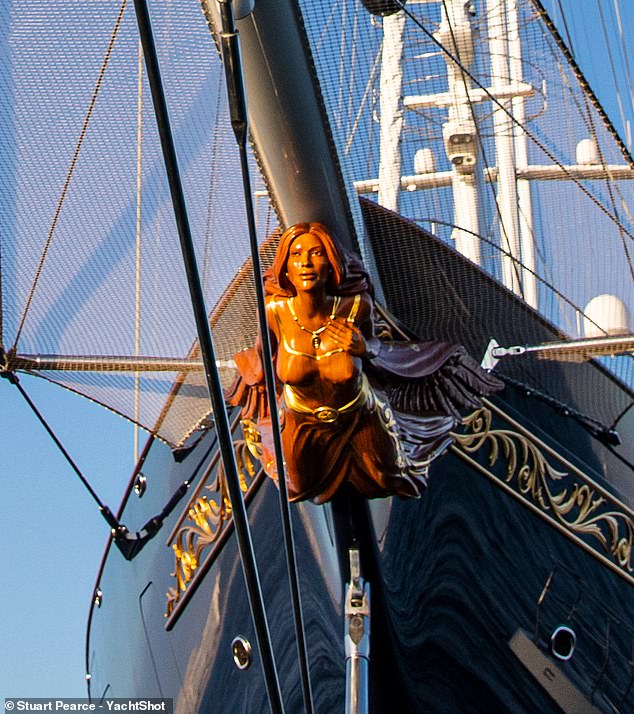 The Koru is the second largest sailing ship in the world with an elaborate carving of a woman