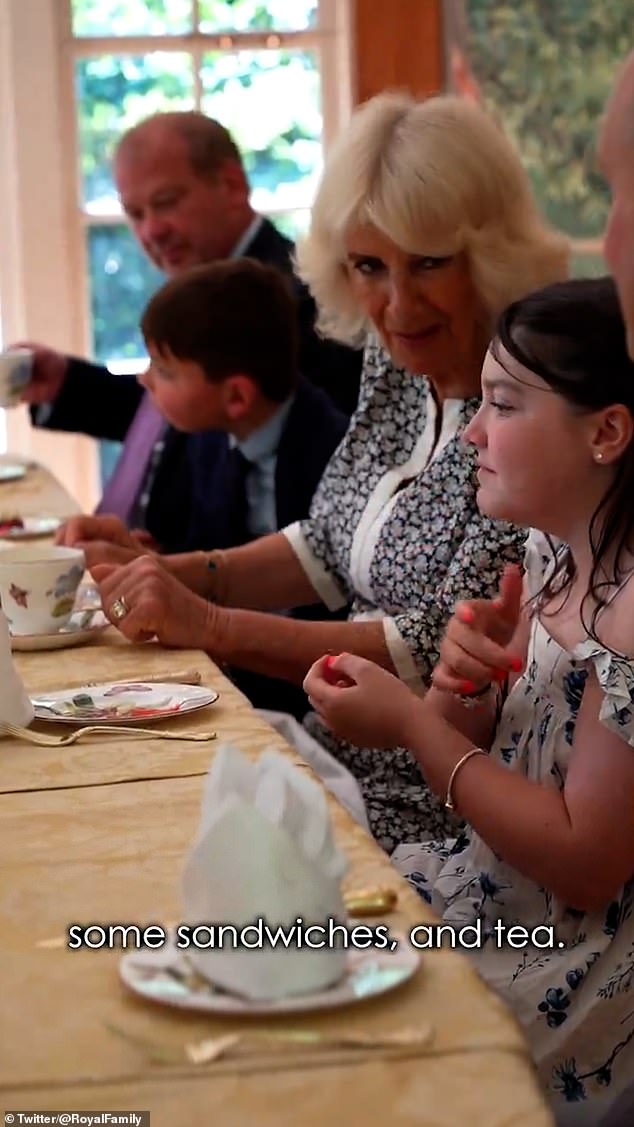 Tony and Lyla enjoyed a special afternoon tea, which included crustless sandwiches and cake.