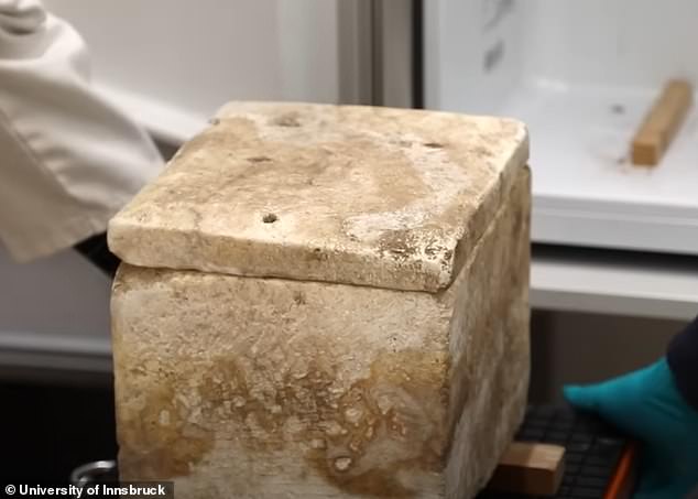 The box was found inside a square marble box that was discovered beneath what was once an altar.