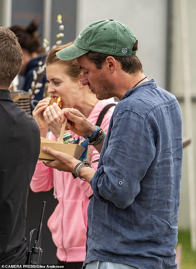 Princess Beatrice and her husband Edoardo Mapelli Mozzi had lunch at Worthy Farm yesterday afternoon on the final day of Glastonbury.