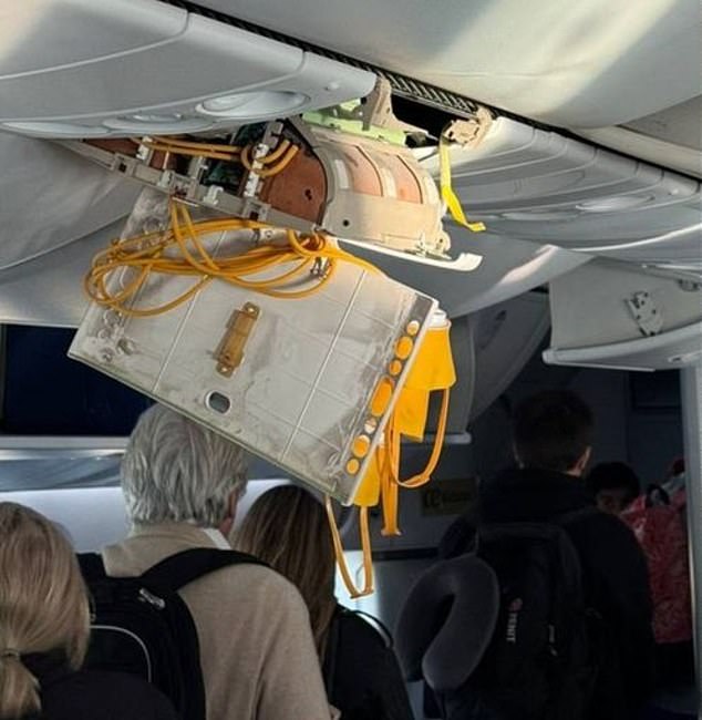 Passengers disembark Air Europa flight UX045 in Natal, Brazil, following Monday's emergency landing