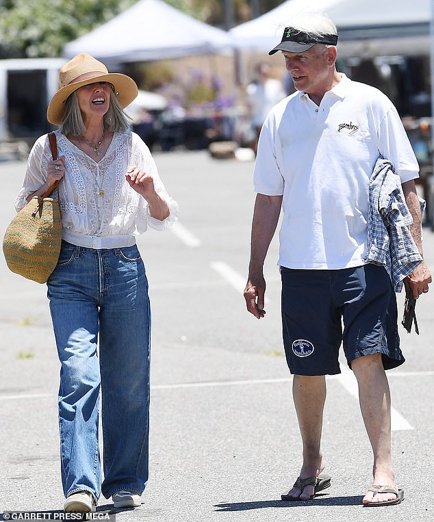 The NCIS actor opted for a casual look with dark blue shorts, a white polo shirt, flip-flops and a sun visor.