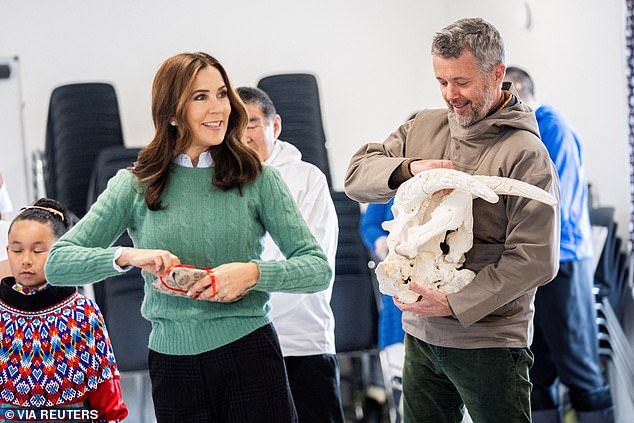 The royals accepted gifts during a kaffemik, a tradition in Greenland marking a special occasion.