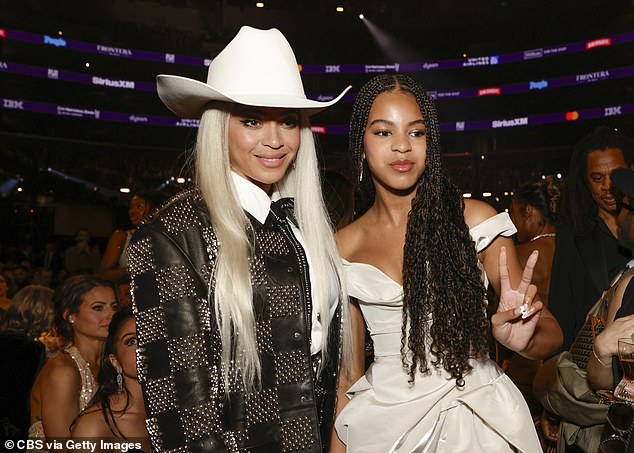 Following her win on Sunday night, Beyoncé congratulated the youngster saying: 'Congratulations to Blue Ivy Carter on winning the 2024 BET YoungStars Award!'; seen in 2024