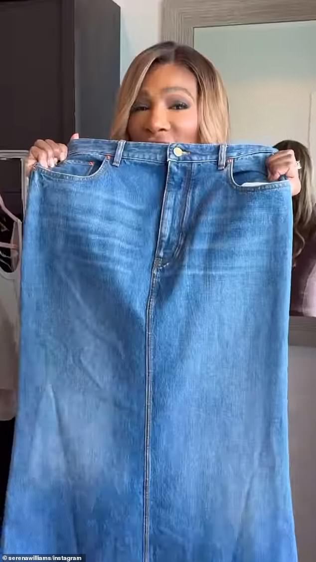 Just two months after failing to fit into the chic jean skirt, the tennis superstar tried again in a new Instagram video shared to her page on Monday.