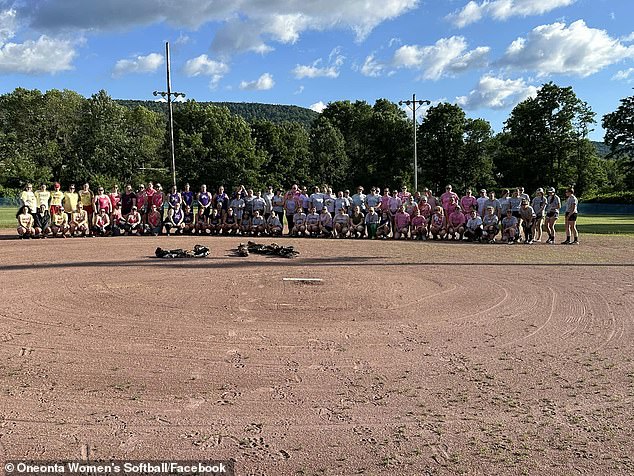 Baseball players from local teams in the upstate New York community gathered to pay tribute.