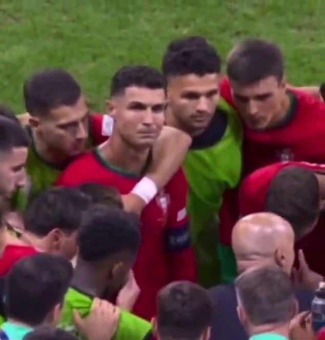 Video footage appears to show Ronaldo looking towards the stands and seeing his mother crying.