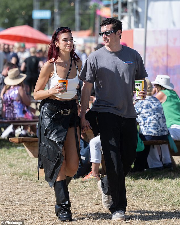 The singer spent the weekend with her boyfriend Callum Turner at the Worthy Farm festival, celebrating her performance on Friday night.