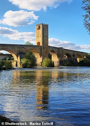 The Frías bridge (pictured) has a defence tower and crosses the Ebros River.