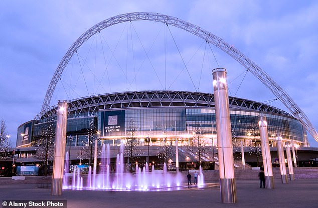 She broke the news alongside a fun advert for O2's Priority where tickets for the concert can be purchased 48 hours before general release (Wembley Stadium pictured)