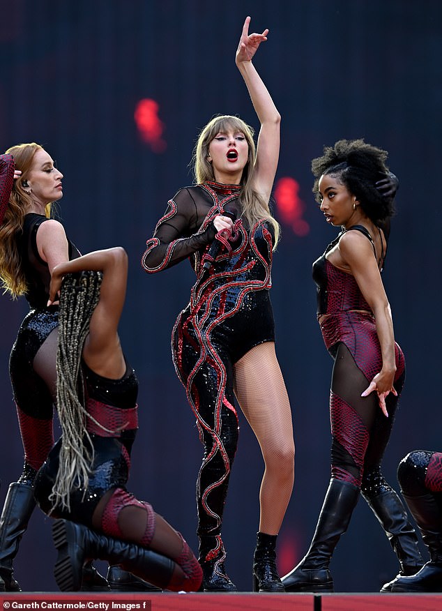 Last month, Taylor Swift sold out Wembley Stadium amid her record-breaking Eras tour (pictured)