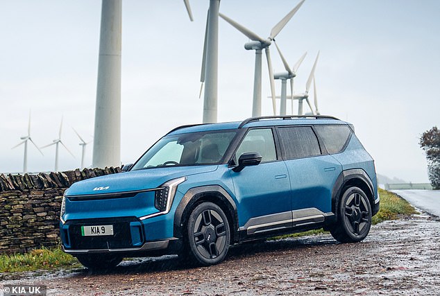 As well as being heavier, new models like this Kia EV9 are much longer and wider than the cars that preceded it. Studies have shown that the average model sold in the UK grows by 1cm every two years.