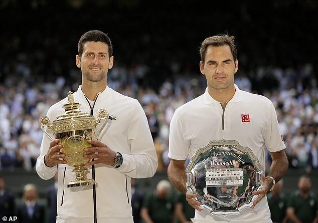 He is estimated to be worth more than Rafael Nadal, Novak Djokovic (pictured left) and Roger Federer (pictured right) combined.