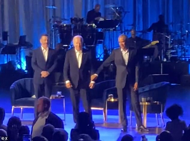 Biden also appeared to freeze at a star-studded fundraiser in Los Angeles last month, before being ushered off the stage by former President Barack Obama.