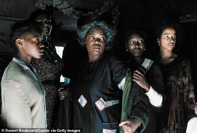 Winfrey eventually landed the role of Sofia in The Color Purple, and later received an Oscar nomination for her performance; she is pictured alongside Akosua Busia, Whoopi Goldberg and Rae Dawn Chong.