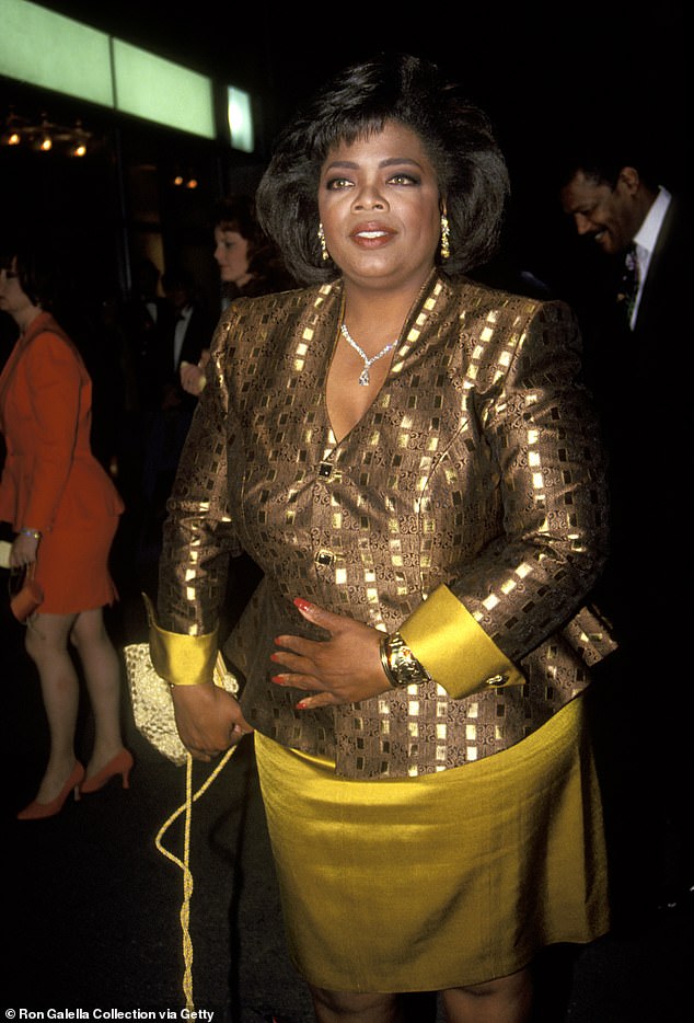 Throughout her decades-long struggle to lose weight, Oprah has never shied away from discussing her problems in public. Pictured: in 1992