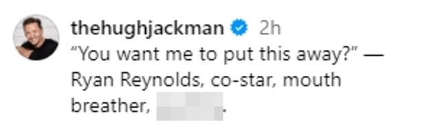 The Australian actor, 55, took to Instagram on Thursday to share a snap of Ryan, 47, along with a string of insults as their online war of words continued.