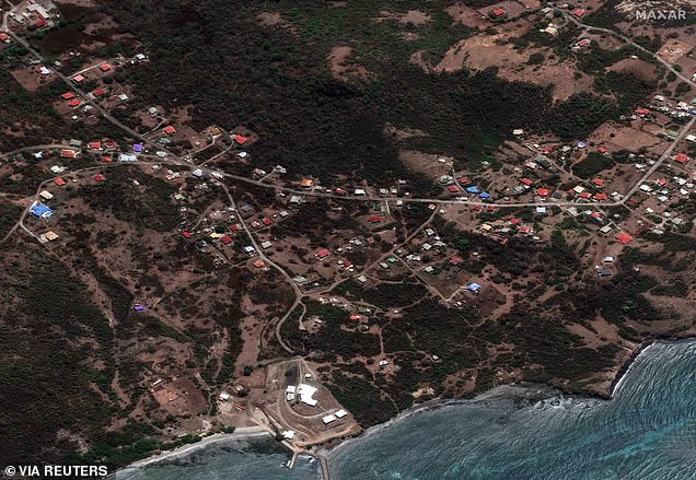 A satellite image shows Argyle, Carriacou, before Hurricane Beryl passed through Grenada