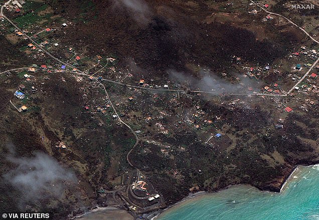 A satellite image shows Argyle, Carriacou, after Hurricane Beryl passed through Grenada