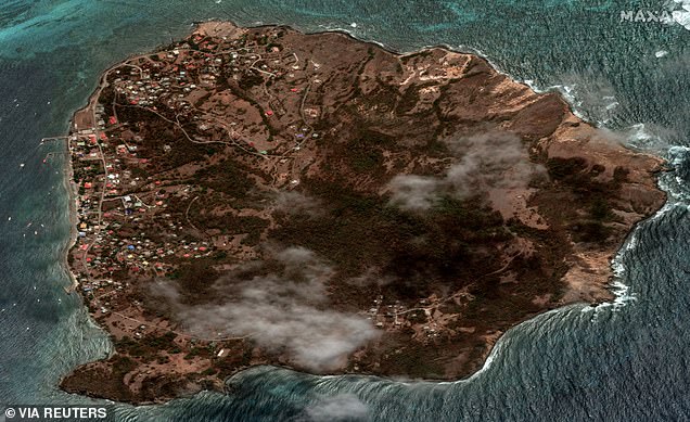 A satellite image shows Petite Martinique before Hurricane Beryl passed through Grenada