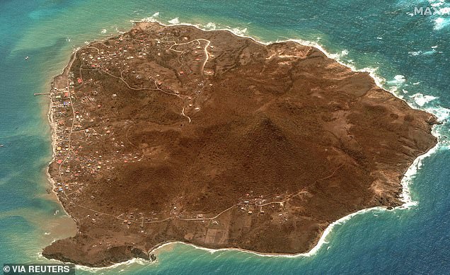 A satellite image shows Petite Martinique after Hurricane Beryl passed through Grenada